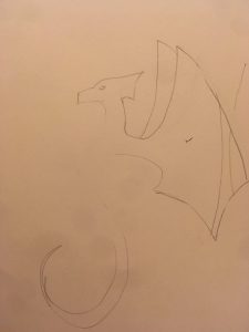 Pencil sketch of simple dragon
