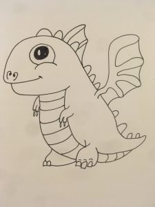 Final sketch of a cute little dragon