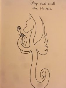 Simple dragon holding flower