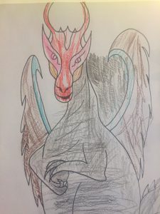 Dragon colored in by kid