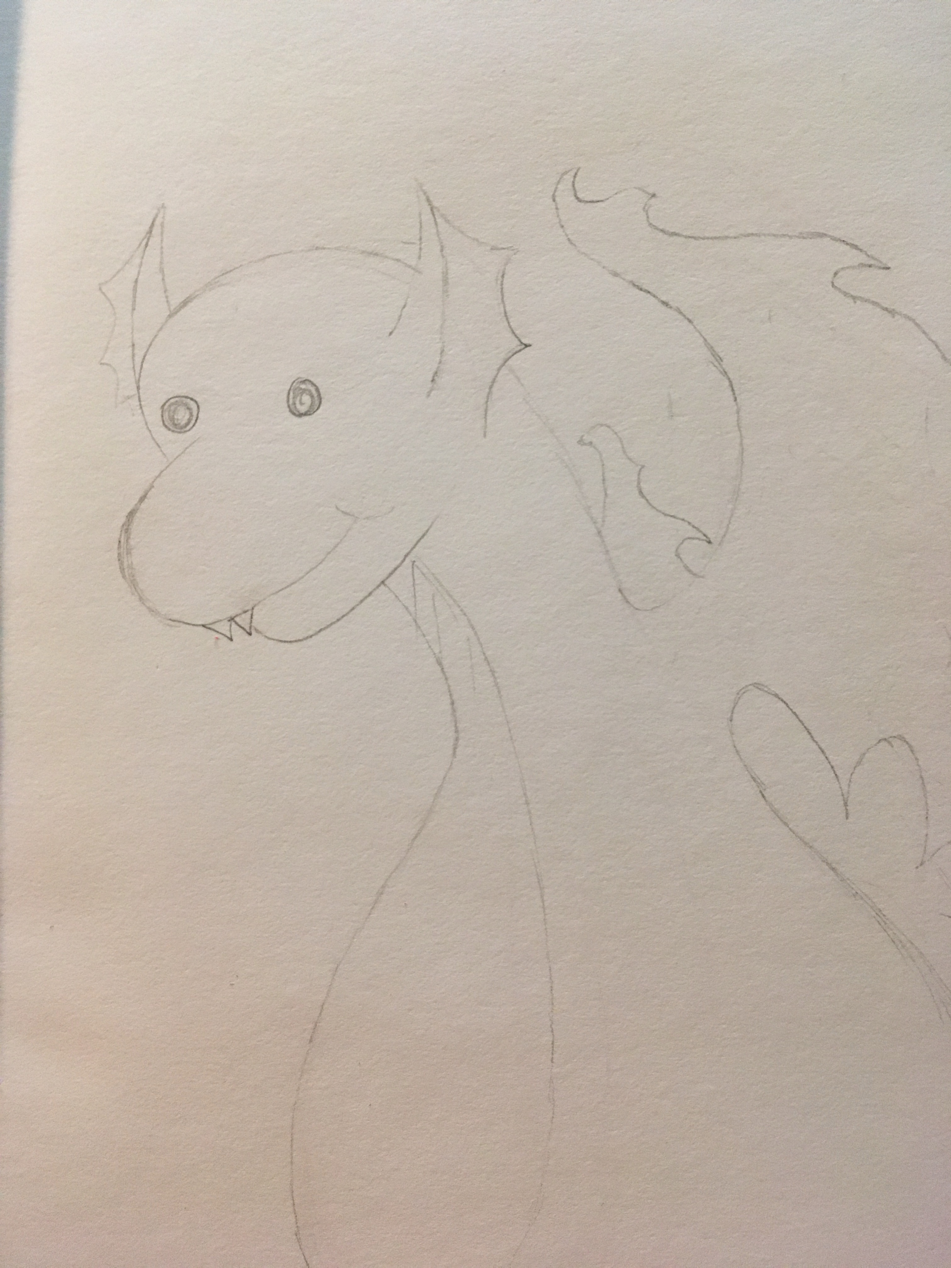 Dragon sketched in pencil with hypnotic eyes