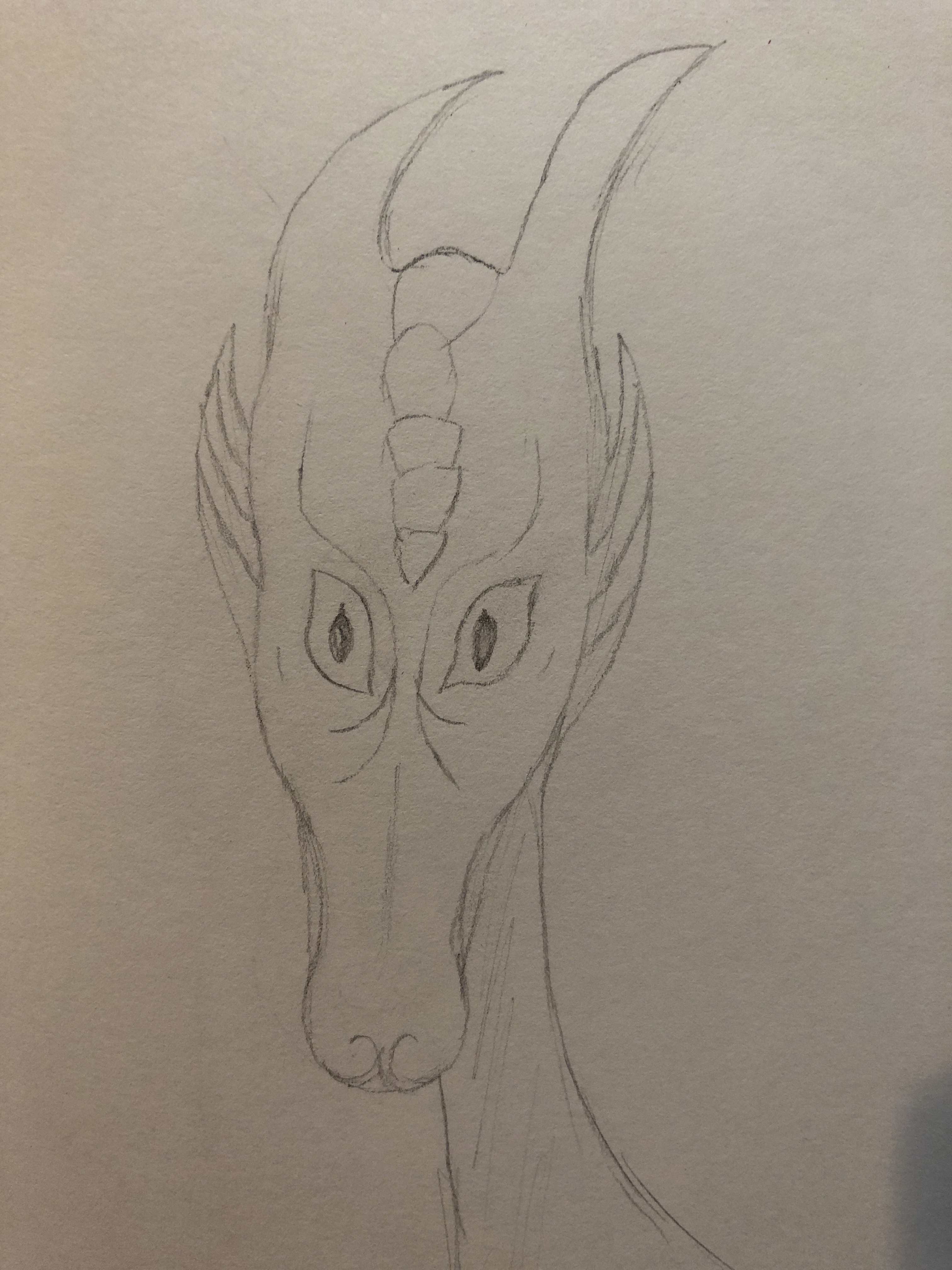 Dragon head in pencil slightly less grotesque