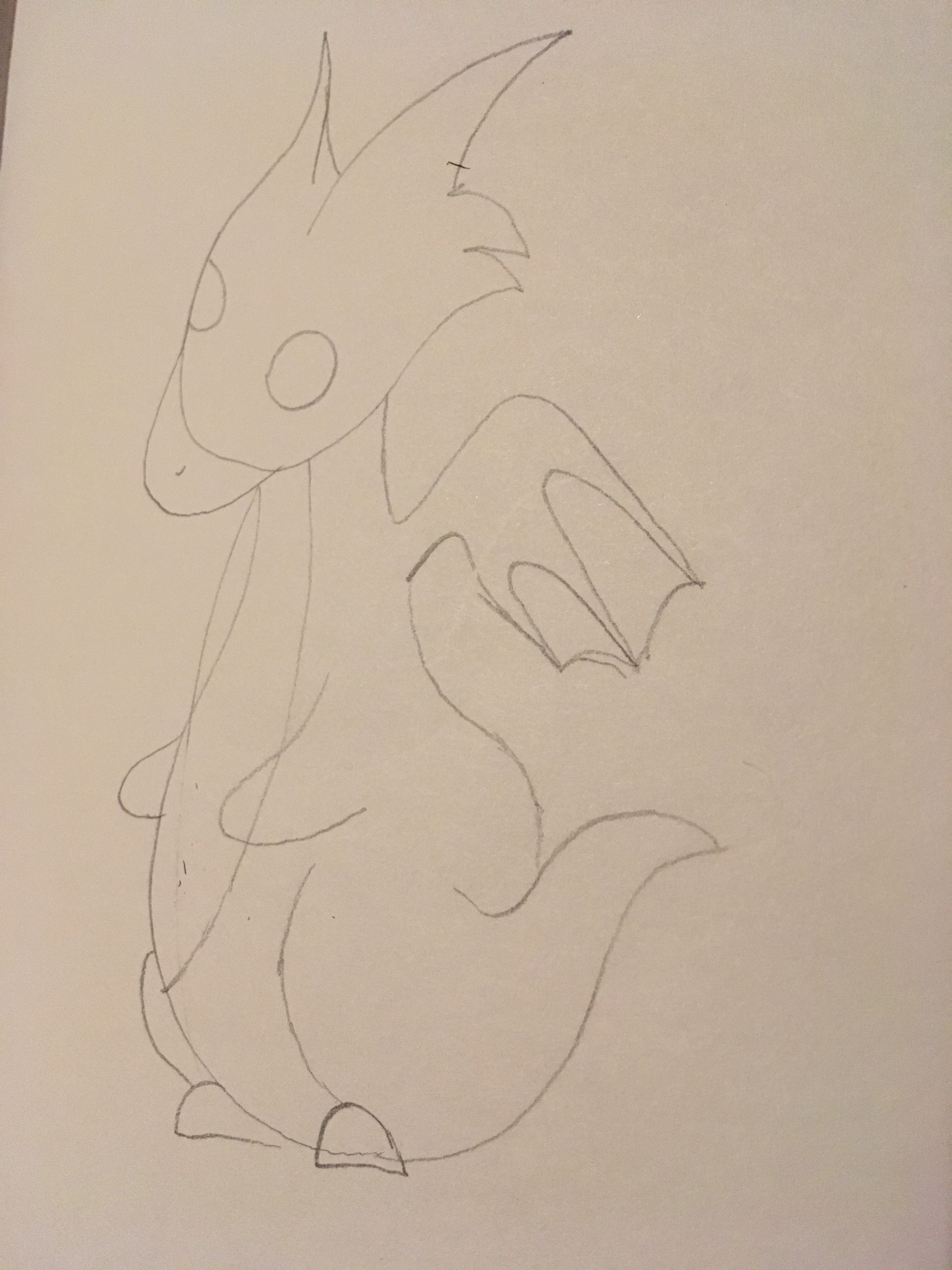 Pencil sketch of a cartoon dragon