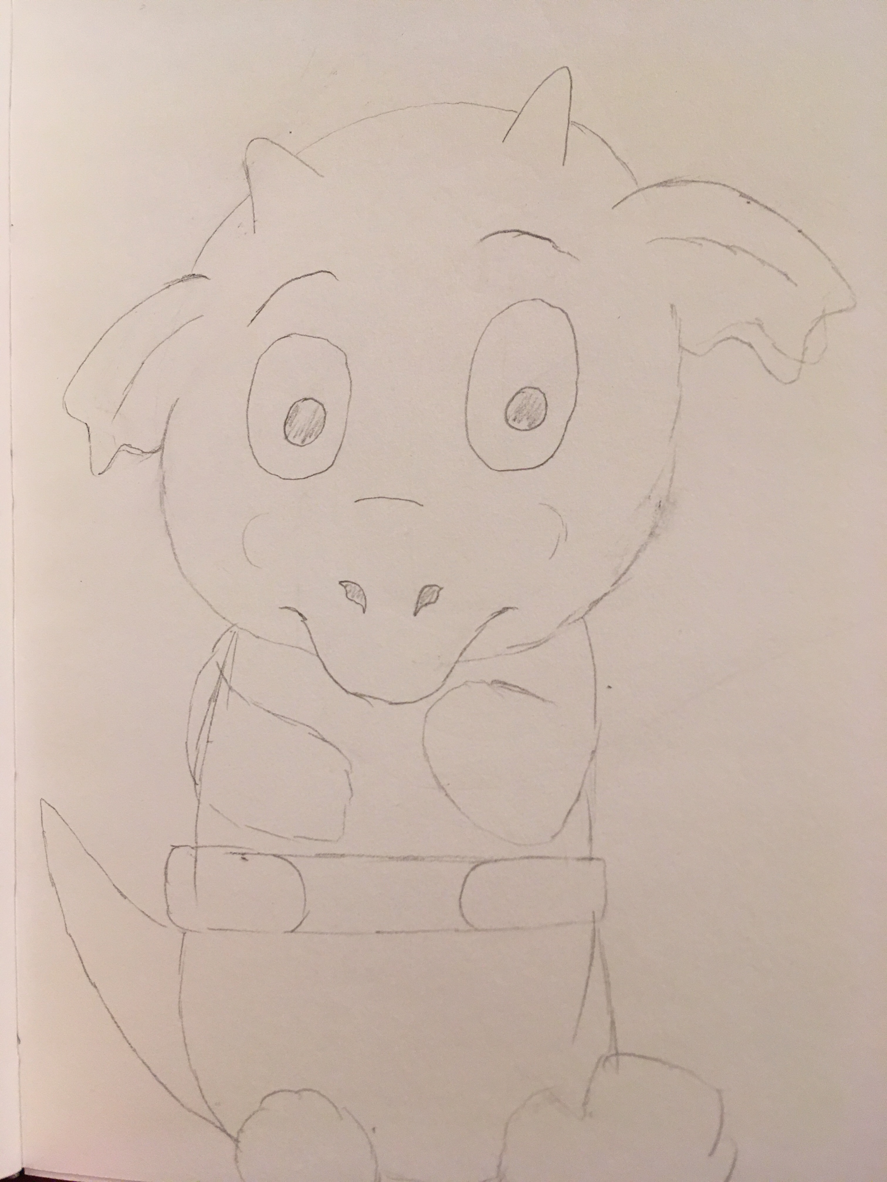 Baby pig dragon so cuuuuuute sketch in pencil