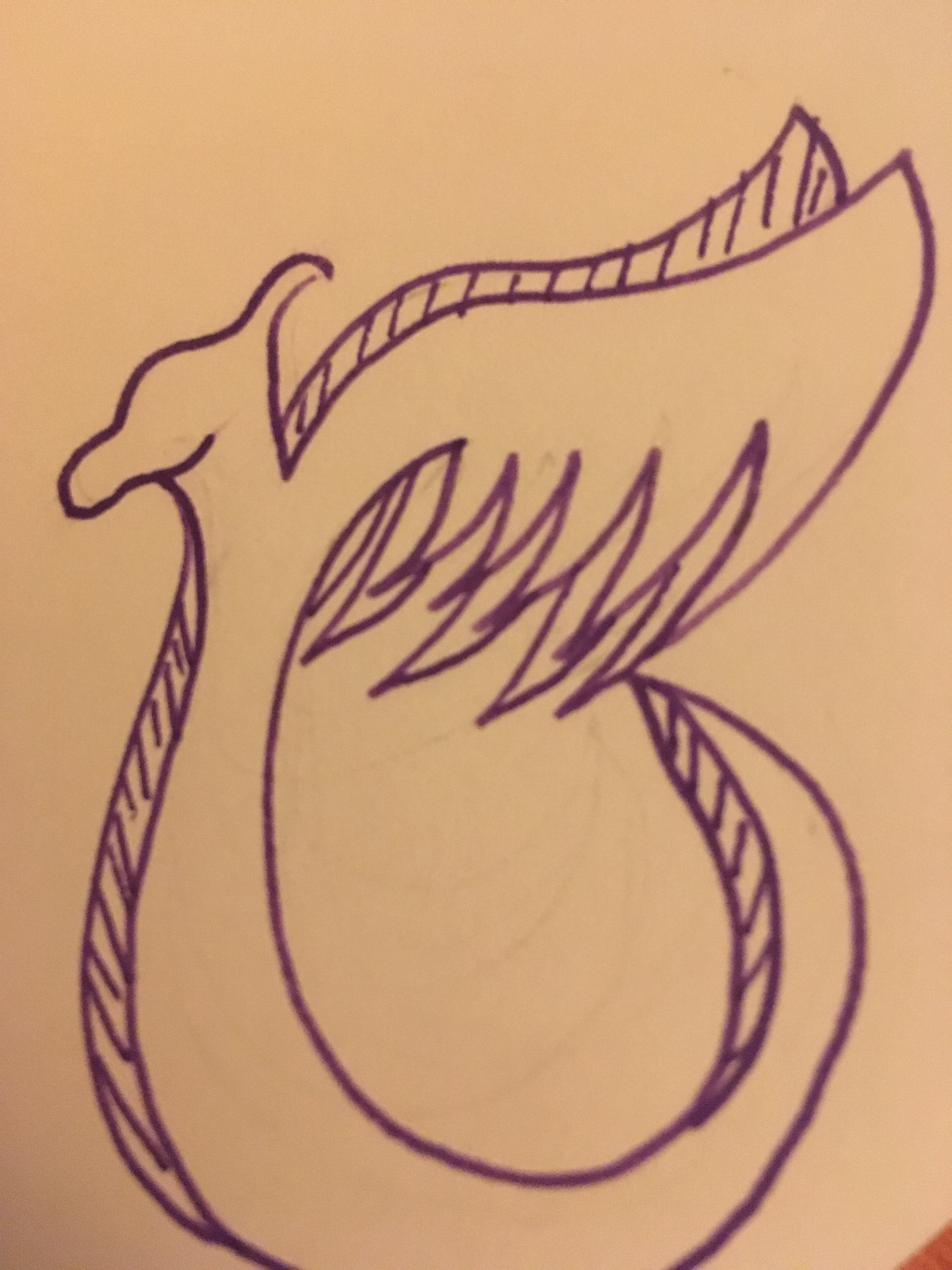 Purple smooth dragon no arms or feet all tail 