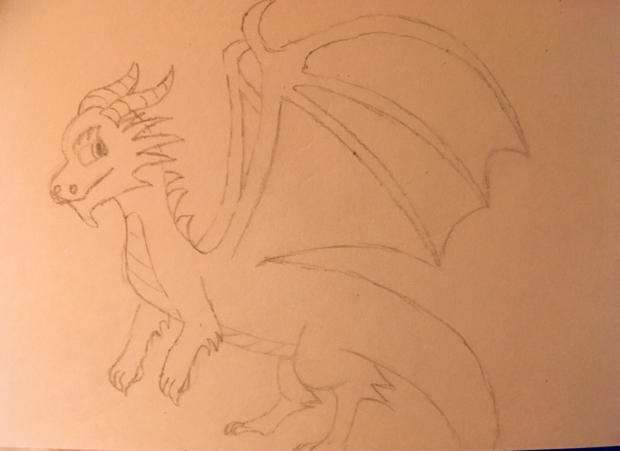 Cool dragon pencil sketch  with lion paws