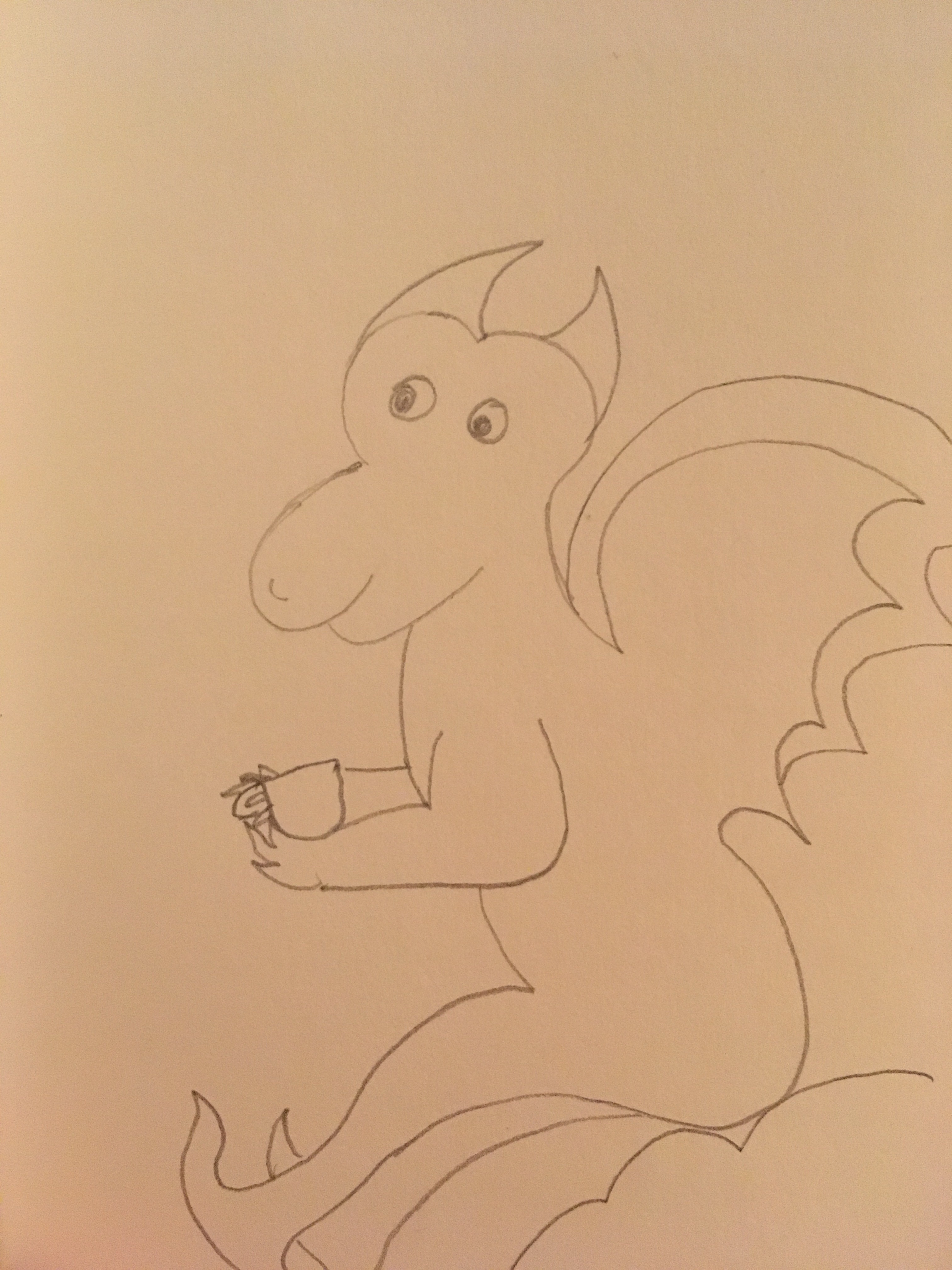 Where dragon sitting on my thing holding a cup