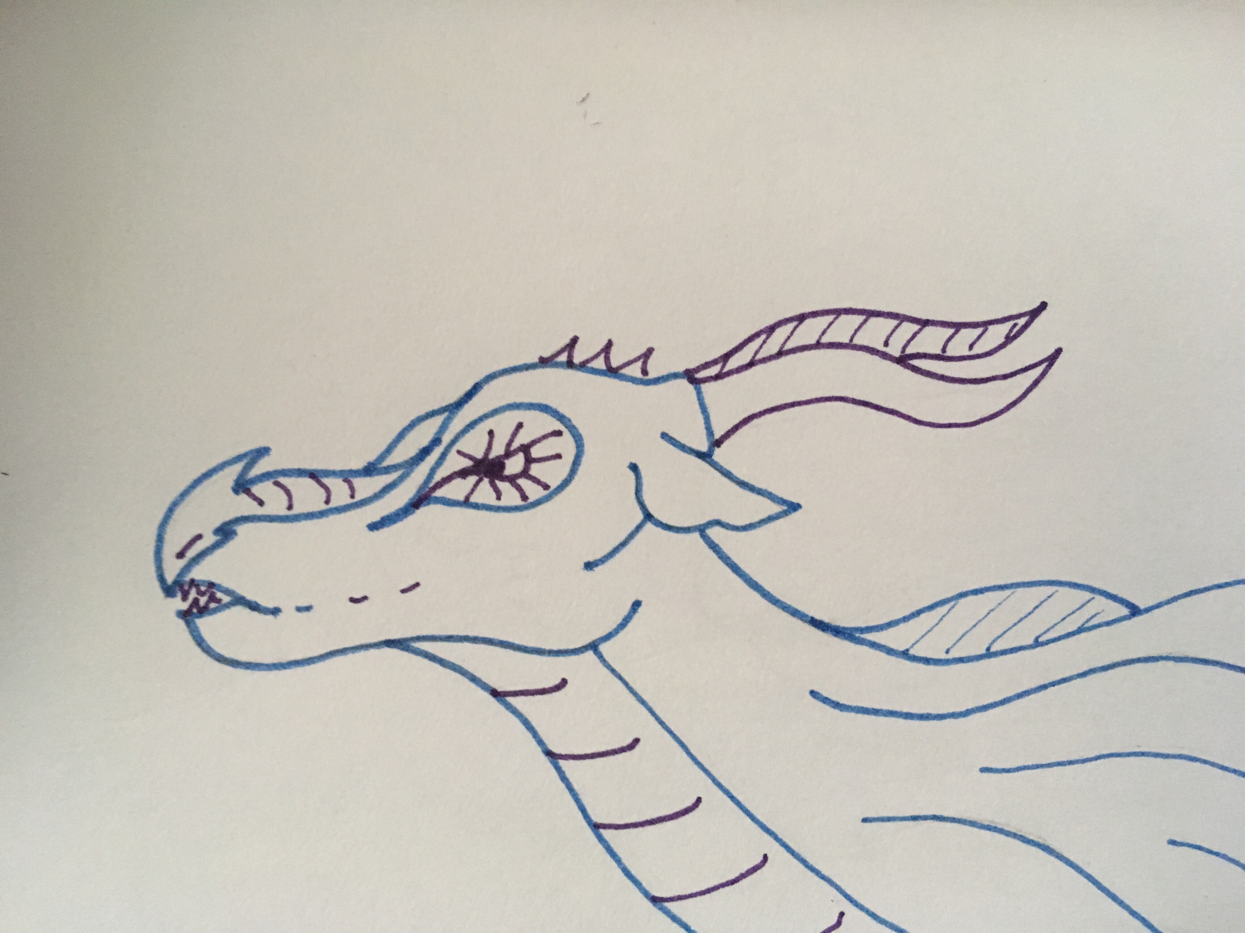 Blue and purple swimming dragon