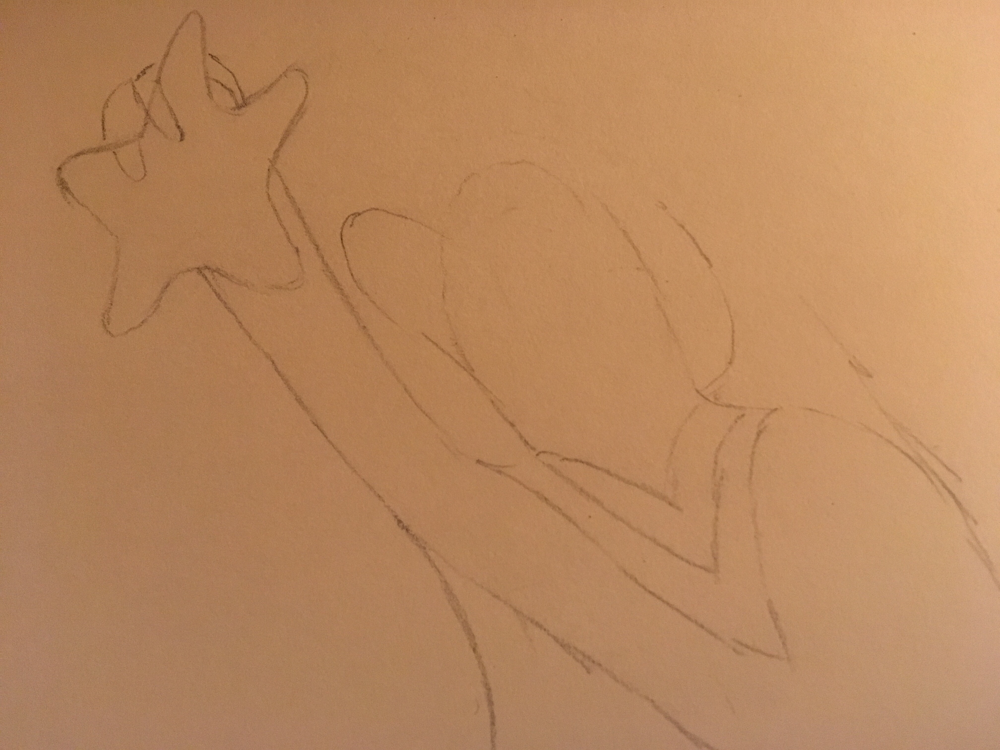 Sketch of dragon hand reaching for star