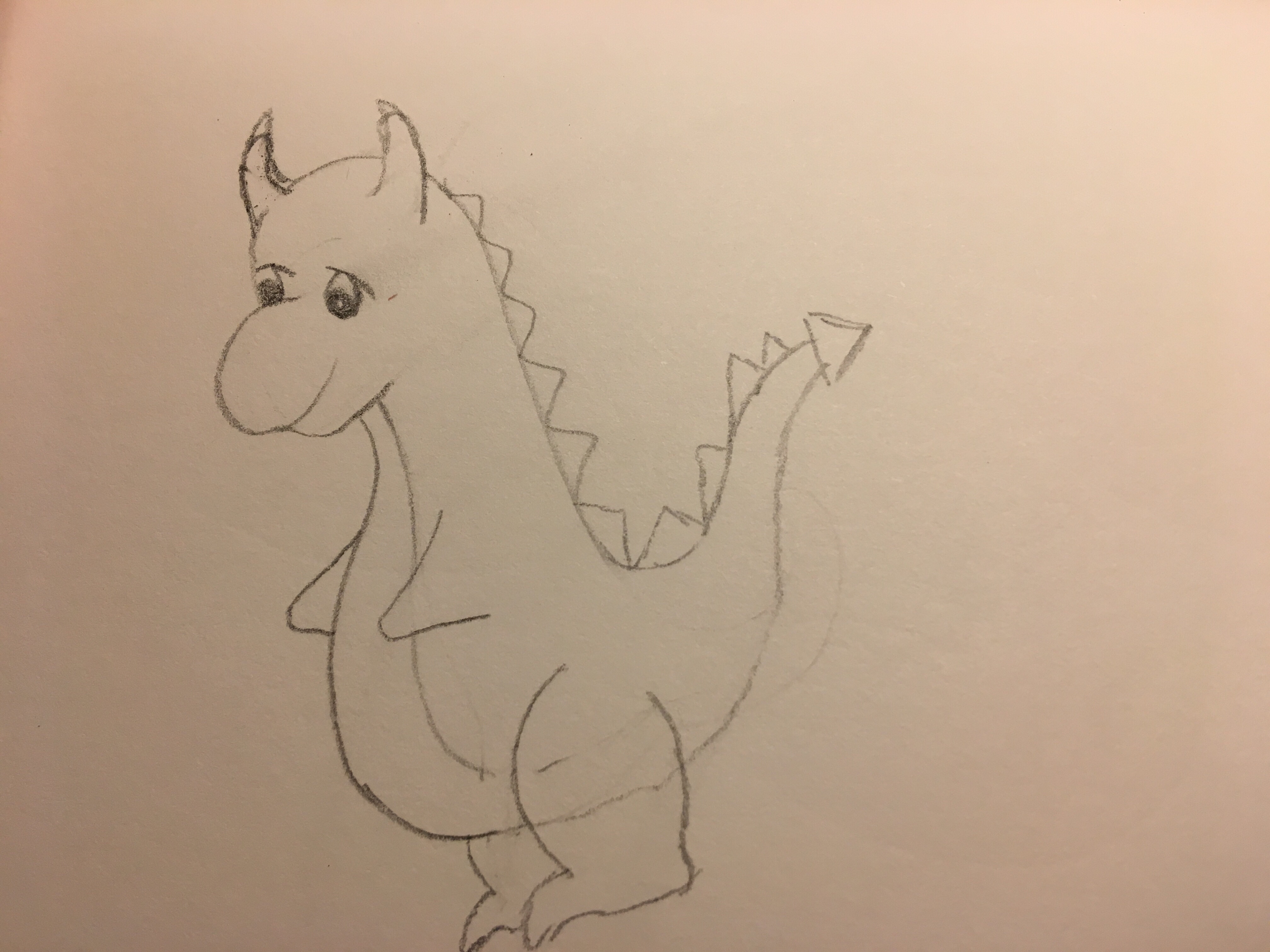 Pencil sketch of a cute little dragon