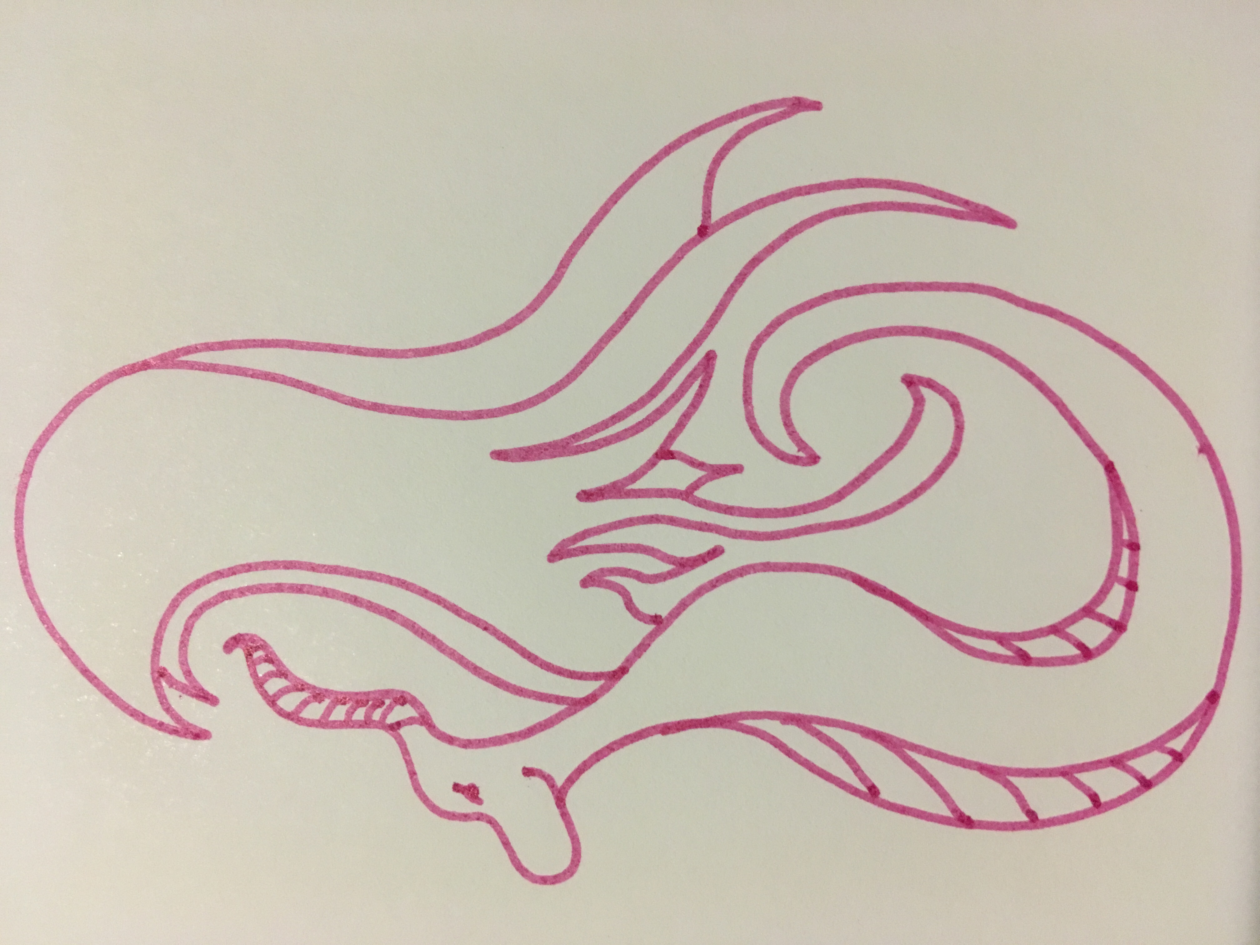 Dragon with big wings in pink