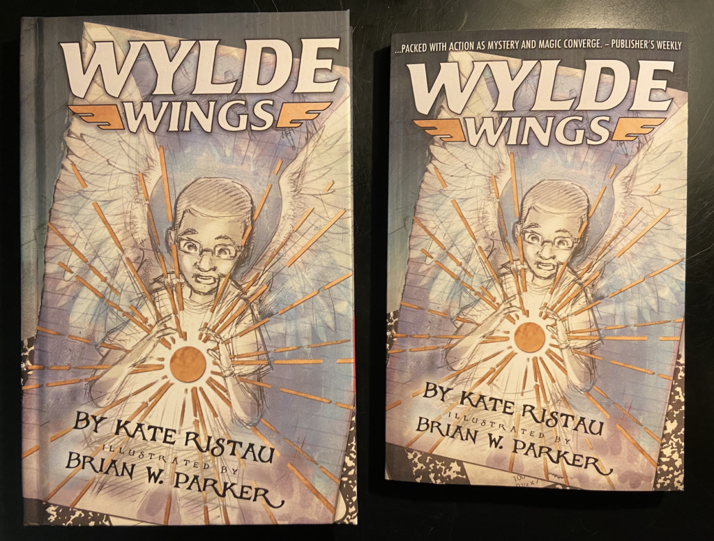 Image of hardcover and paperback of wylde wings that are different sizes makes mistakes