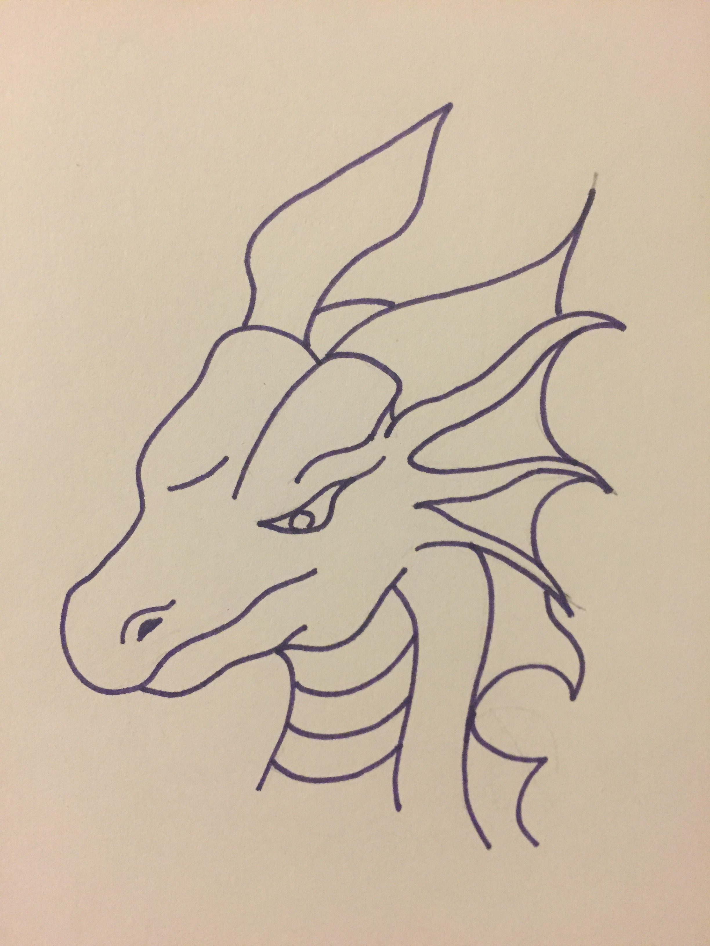 Dragon head in purple ink