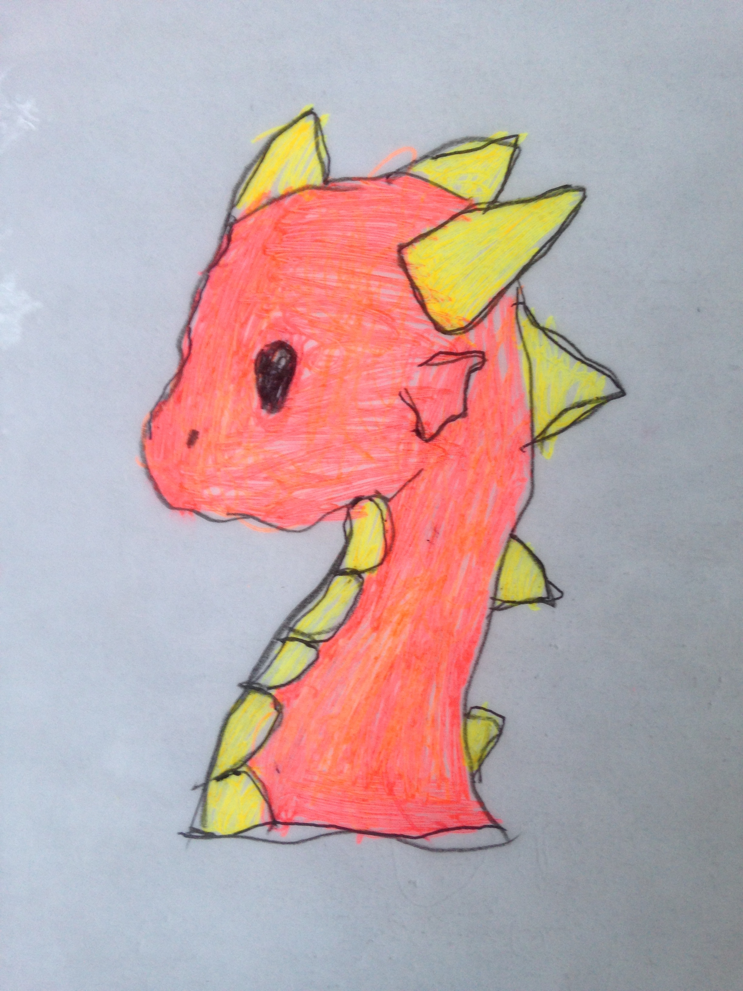 cute little red dragon with yellow spikes